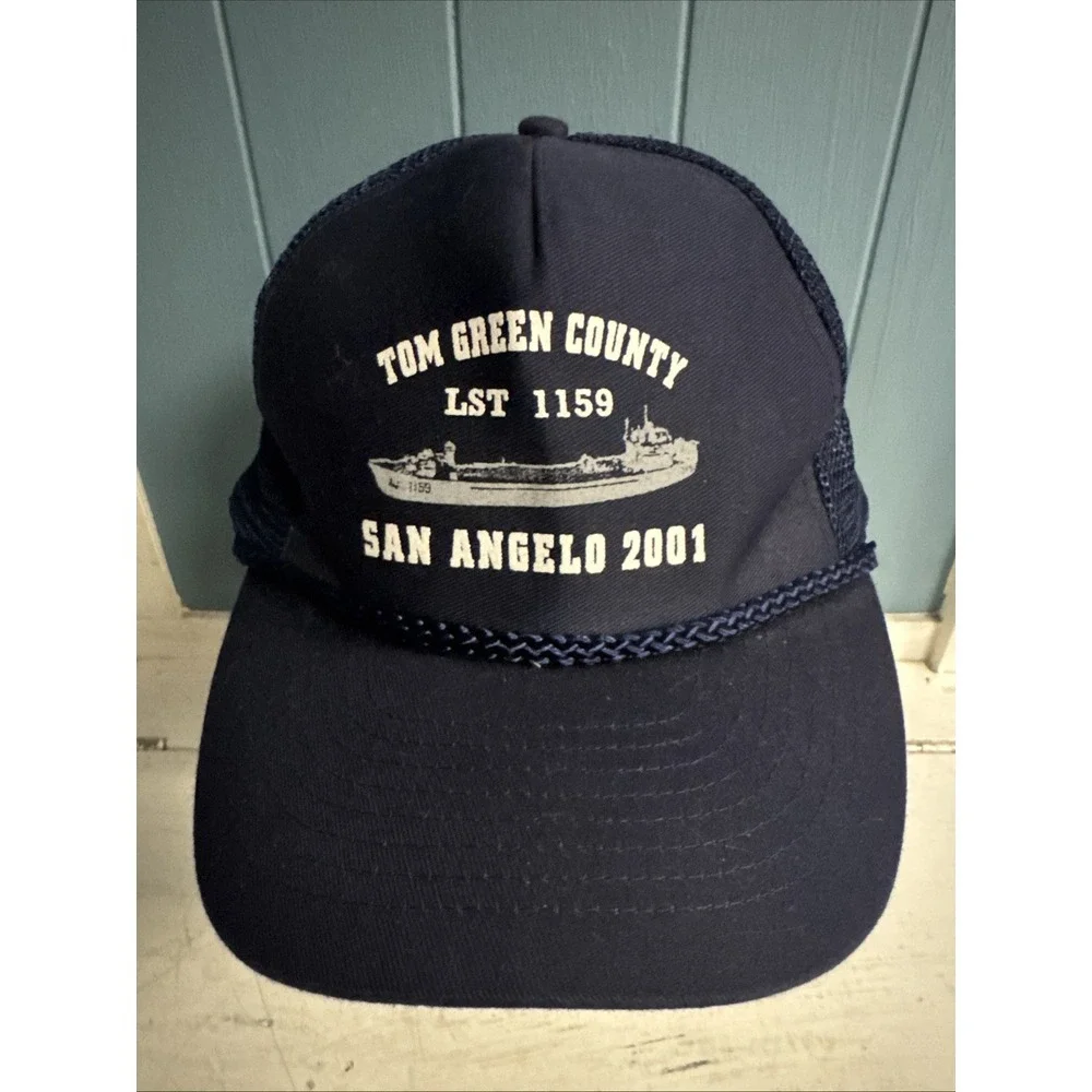 USS Tom Green County LST 1159 San Angelo 2001 Ship HAT  Navy Blue Vintage Mohr's